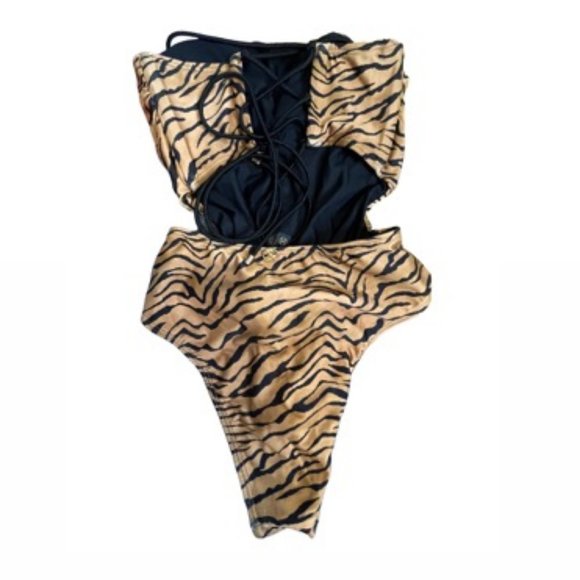 VIX paula hermanny suri tiger print swimsuit animal print bathing suit size m - Picture 10 of 16